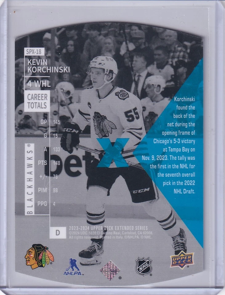 Kevin Korchinski, Chicago Blackhawks 2023-24 Extended Series Holoview #SPX-18 - Image 2 of 2