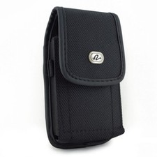 Tapa vertical resistente negra con clip lateral para la funda LG K8 V