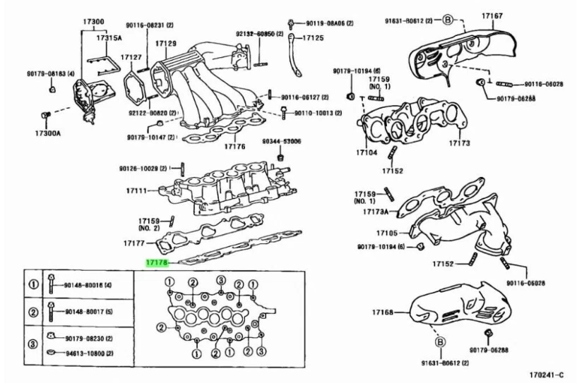 JUEGO JUNTAS COLECTOR ADMISIÓN TOYOTA GENUINO OEM LEXUS ES300 1998-2001 Foto 4 de 4