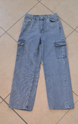 NEU: Bagggy/-High Waist-Jeans Gr. 164 für Mädchen in hellblau, Bund verstellbar