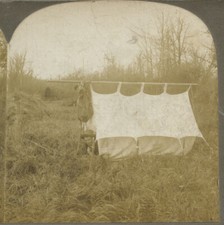 MAN IN TENT/FIELD, VINT STEREOVIEW