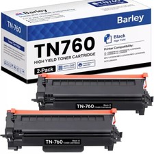 Barley TN760 Toner Cartridge Replacement High Yield for Brother 2-Pack