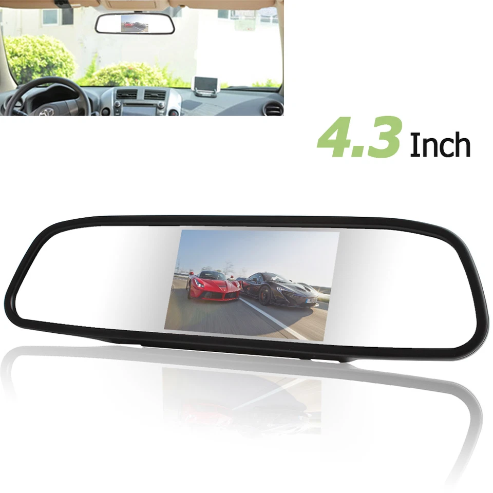 4.3"Car Reverse Rear View Mirror Display Backup Monitor Camera & Radar Sensor - Image 3 of 4