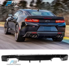 Fit 16-24 Chevy Camaro Rear Bumper Lip Spoiler Diffuser Quad Exhaust Gloss Black