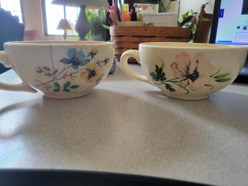 Vintage Oversized Pottery Bowls with Handle Lot of 2