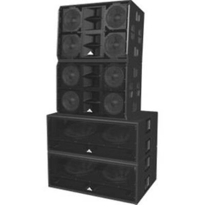 GRUND AUDIO GROUND STACK LINE ARRAY SYSTEM. 4-DUAL ELEMENT GT4O41. 4-LPB36 SUBS.