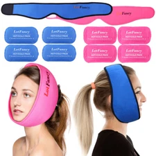 Face Ice Pack Therapy Wrap for Wisdom Teeth Jaw Head Chin Pain w/ Hot Cold Packs