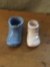 Vintage Lot 2 Pottery Ceramic Baby Shoe Planters Blue,Pink 1 Haeger 1 No marking — photo 4
