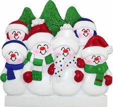 Snowmen Family 6 People Personalized Christmas Ornament