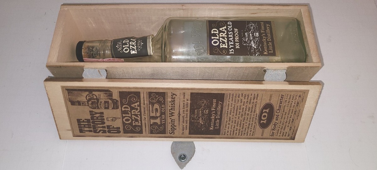 Vintage Old Ezra 15 Year Old Sippin' Bourbon Whiskey Empty