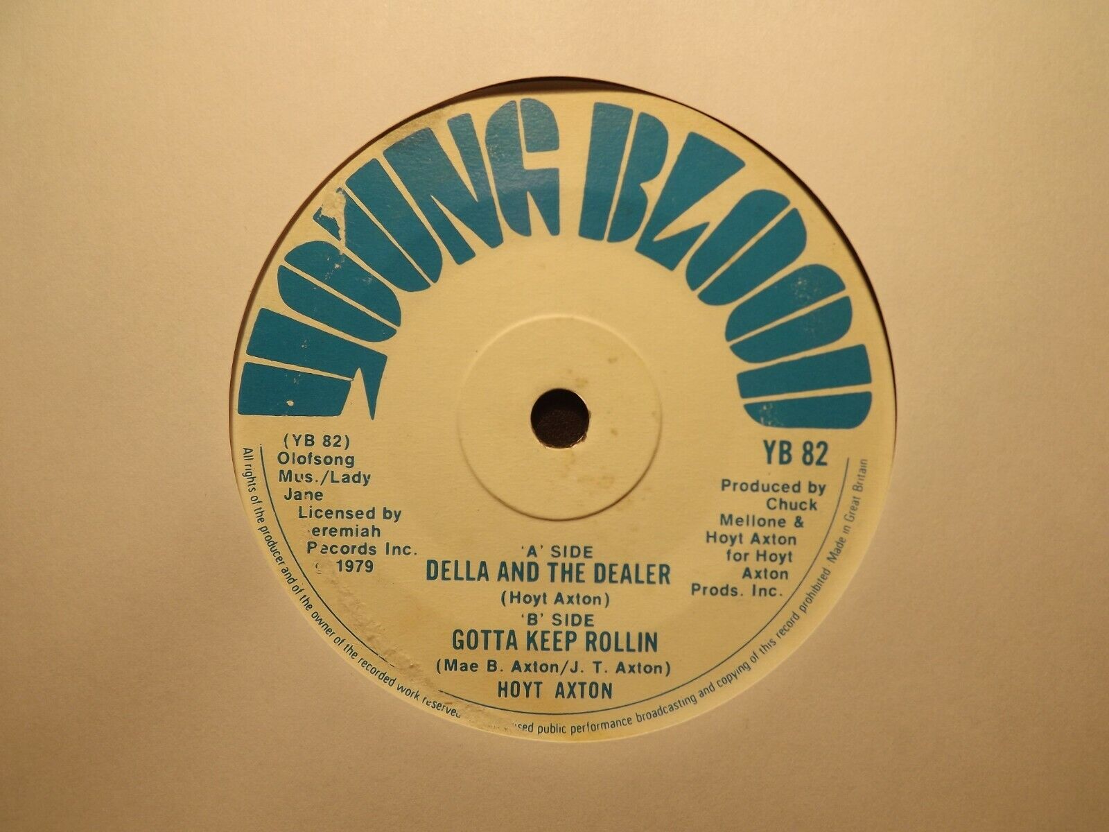 45rpm....Hoyt Axton..........Della And The Dealer.......70s.