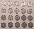Lot of 20 1916-1947 US Walking Liberty Silver Half Dollars $10 Mix Dates, Mints