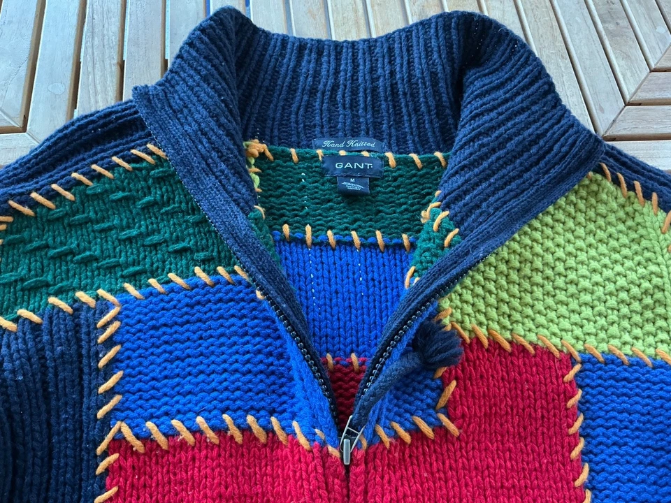 REDUCED RARE GANT Men's Chunky Hand Knitted Full Zip Size Medium HARDLY WORN - Image 3 of 4