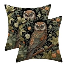 Boho Pillow Covers 18x18 Set of 2 Vintage Green 18" x 18" Pack of 2 Owl 2