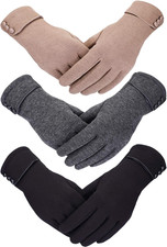3 Pairs Womens Gloves Winter Touchscreen Texting Phone Windproof Gloves Warm Fle
