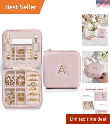 Easter Basket Stuffers for Teen Girls, Travel Jewelry Case for Women, A Initi...