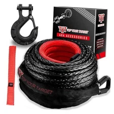 TYT Synthetic Winch Rope Kit - 1/2" x 92' with 32000 lbs Strength, Protective 