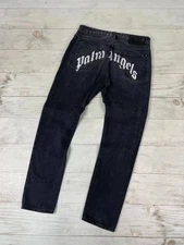 Palm Angels Logo Denim Jeans Men Size 32 Black
