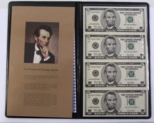 2003 $5 Federal Reserve Note Uncut Sheet of 4