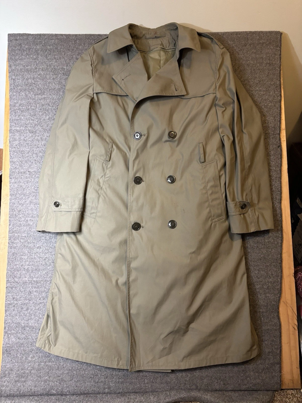 DSCP Valor Collection Lined Double Breasted Button Trench Coat Brown 40R image 2