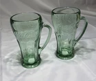 Libbey Coca Cola Glasses w/Handle Georgia Green Mugs Heavy 14 oz Set Of 2 VTG
