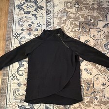 Athleta Women s Black Long Sleeve 1/4 Zip Mock Neck Athletic Fit Top Size M