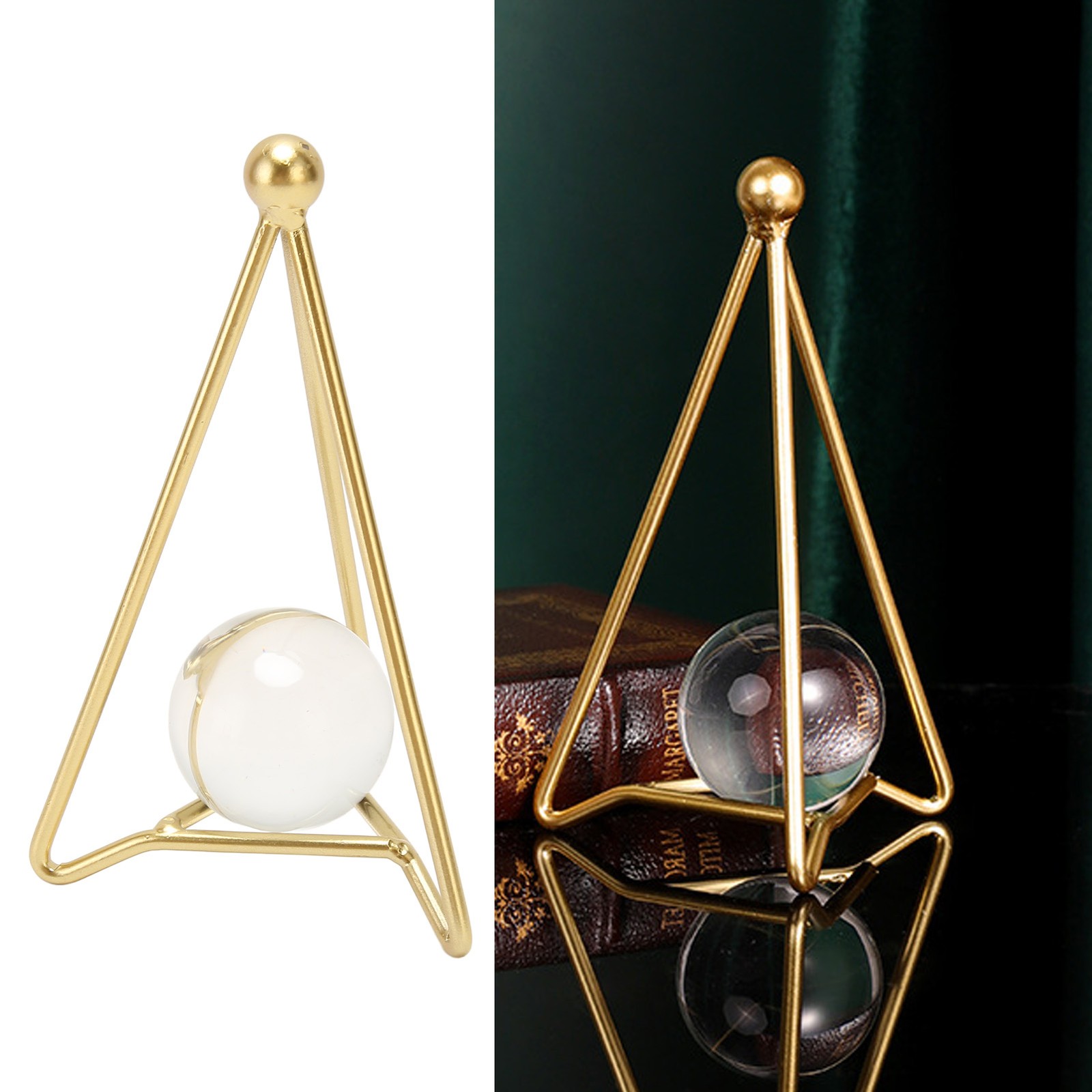 Artificial Crystal Ball With Gold Stand Geometric Abstract Art Display Livin BAJ