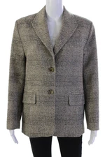 MNG Womens Two Button Pointed Lapel Plaid Blazer Jacket Brown Size Extra Small