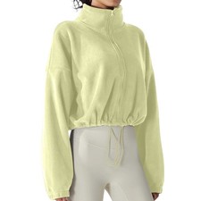 Damen Fleece-Kurzjacke mit Kordelzug Am Saum I2K26058