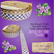 MacKenzie Childs Violet Check Ribbon Purple 1" wide SOLD BY THE YARD