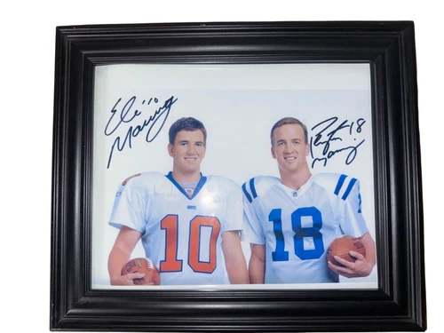 Eli & Peyton Manning Autographed Framed Photo 8x10 NFL Legends Collectible