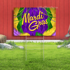 Mardi Gras Indoor Outdoor Yard Sign with metal stakes