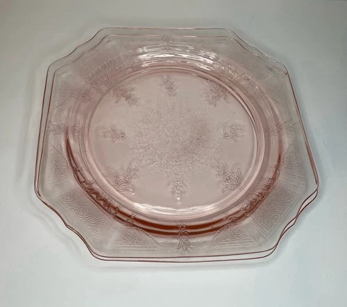 Set Of 2 Vintage Anchor Hocking 9” Pink Depression Glass “Princess” Plates EUC!