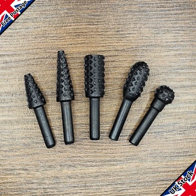 SQUIRREL WIZARD 5x 1/4" Steel Wood Drill Bit Burr Tool Set for DIY Woodworking Carving & Cutting