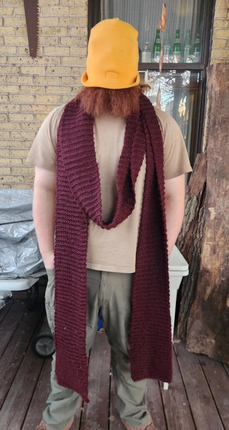 Handmade Oversized Chunky Wool Hand Knit Extra Long Scarf -Approx 14' x 8'' Wide