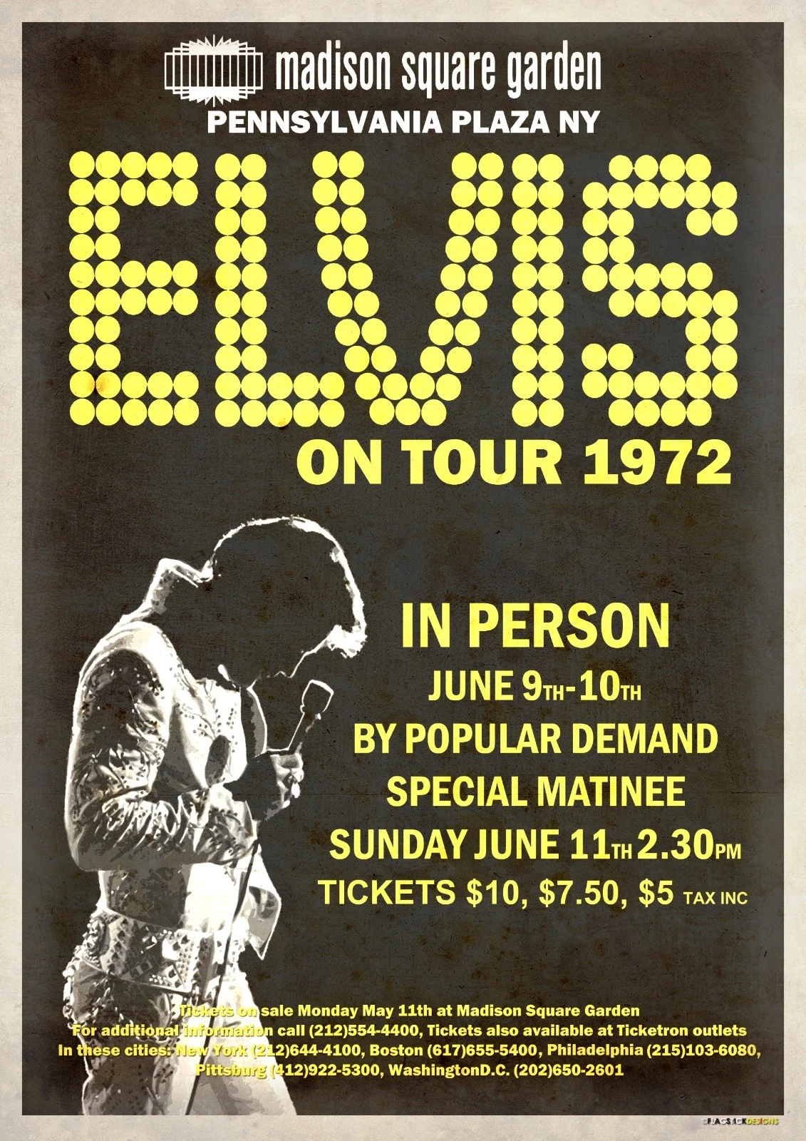 Elvis Presley Retro Live Concert Poster Vertical