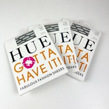 HUE Sheer Tights 3 Pairs Size 1 Ocean Ripples Black and Nude Blush NWT