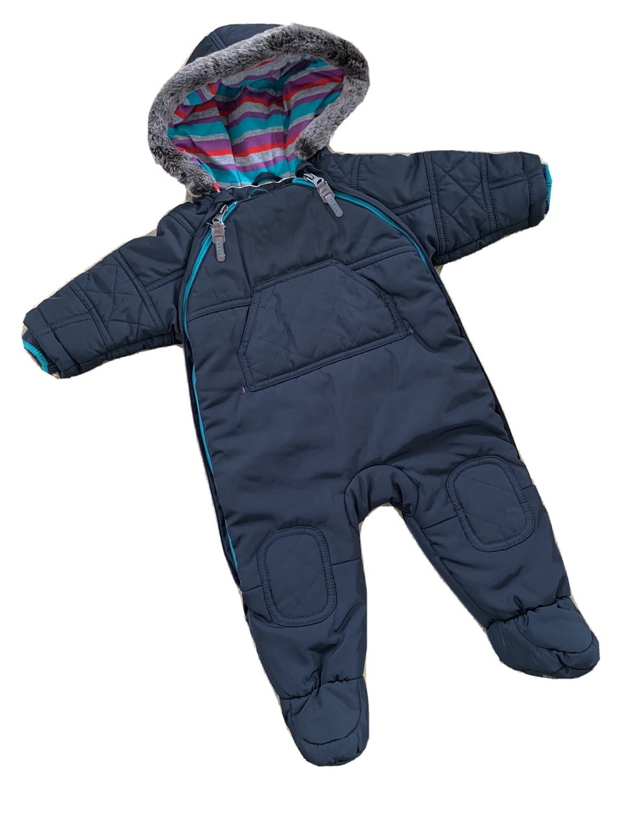 Baby Boys Black Ted Baker Designer Snowsuit All In One Coat 3-6