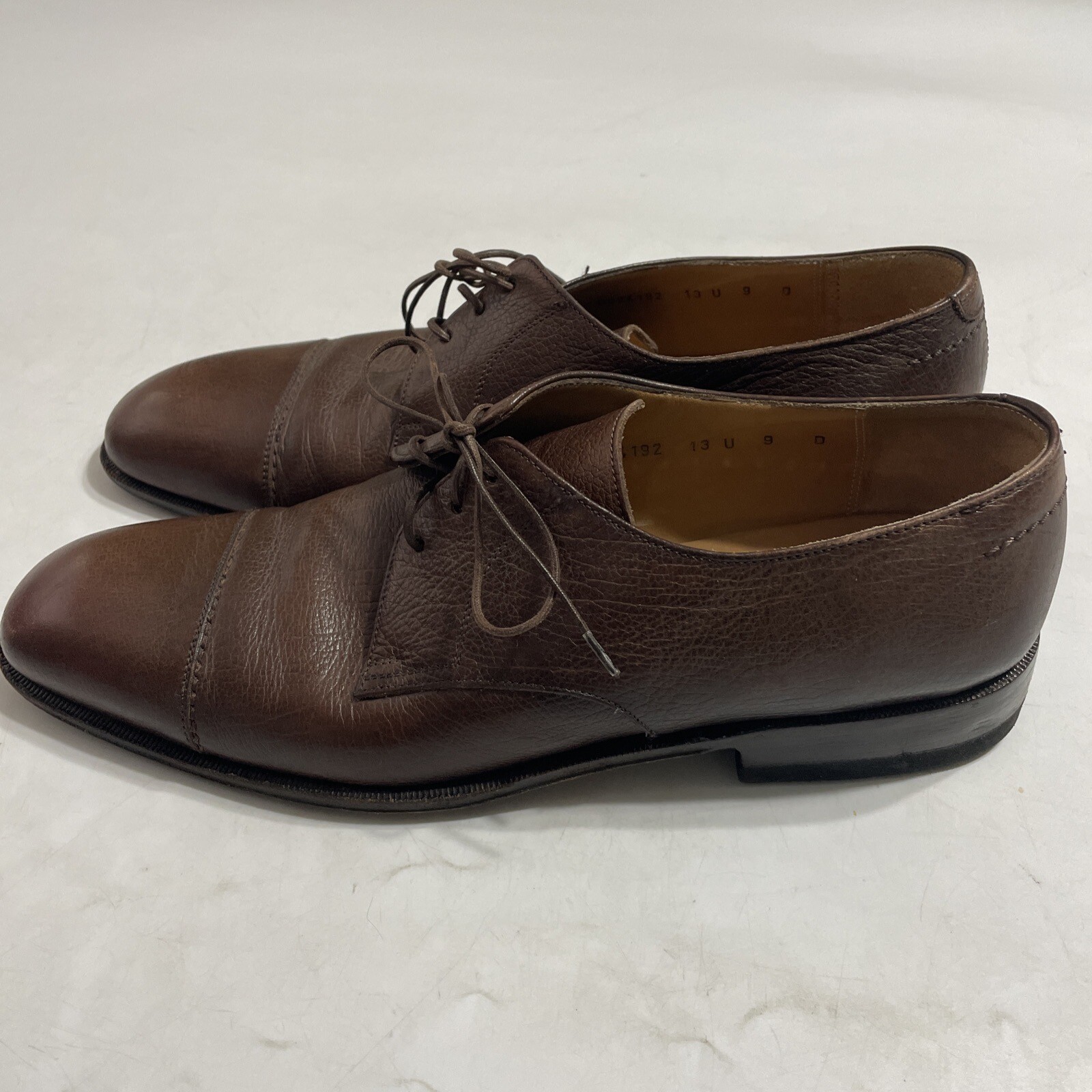 Salvatore Ferragamo Dress Shoes Mens Size D Brown Leather Cap - Main Image