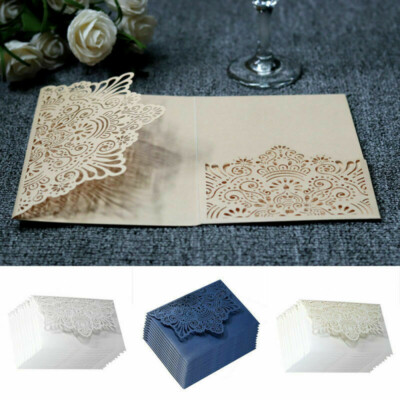 50 Or 100 Pack Laser Cut Floral Lace Wedding Invitation Cards – Romantic Cover Inserts (Unbranded)