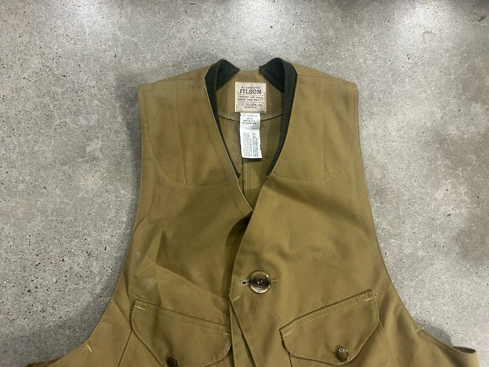Vintage Filson Tin Cloth Hunting Vest Men's Sz 32 Half Moon VGUC Vintage - Image 4 of 4