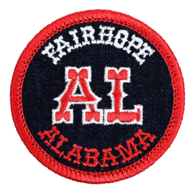 Fairhope Alabama Embroidered Patch Black/Red Iron-On Sew-On Jacket Hat  Backpack