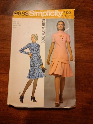 Patterns 9668 Vintage Sewing Pattern Simplicity 9668 Misses' Two Piece Dress Sz 12 ...