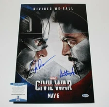 JOE ANTHONY RUSSO SIGNED 'CAPTAIN AMERICA: CIVIL WAR' MOVIE POSTER BECKETT COA