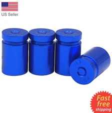 4x Wheel Tire Valve Cap Stem Cover For Truck, Car, Bike Bullet Shell Style BLUE