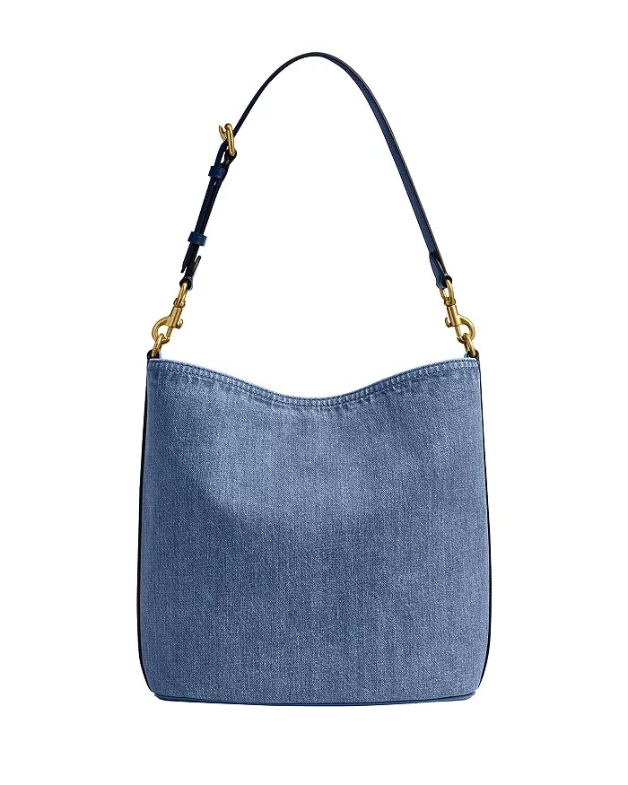 NWT COACH Willow Denim Bucket Bag CAT44 Brass/Deep Blue $395