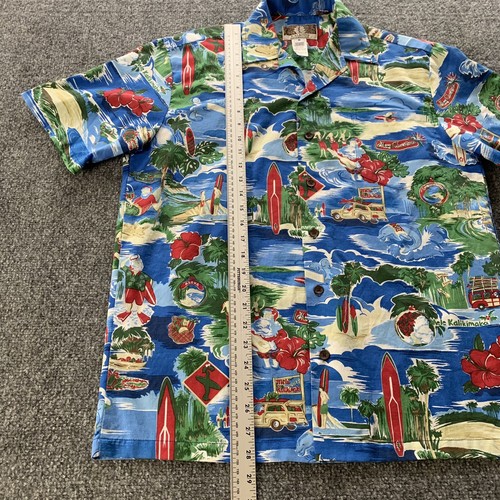 Kalaheo Mens Hawaiian Shirt Santa Claus Surfboards Floral Button Up Size S Small - Picture 10 of 12