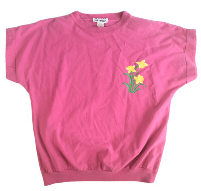 Vintage 1990s SK Sport Pink T Shirt Sz Small Tulips | eBay