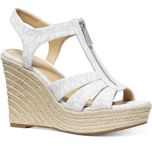 white canvas wedge sandals