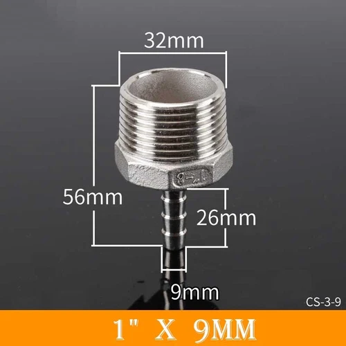 Stainless Male Thread Pipe Fitting x Barb Hose Tail Connector BSP 1/8" to 4" - Bild 27 von 86